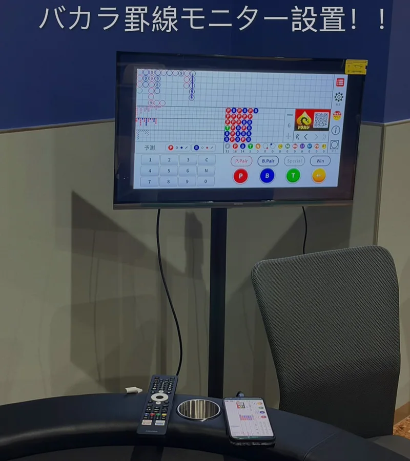 店内のバカラ罫線モニター